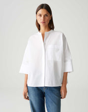 Bluse aus Baumwolle - 10-white - Weiß