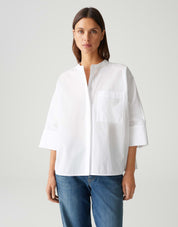 Bluse aus Baumwolle - 10-white - Weiß