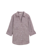 Hemdbluse aus Baumwolle - 16427-bordeaux red - Rot