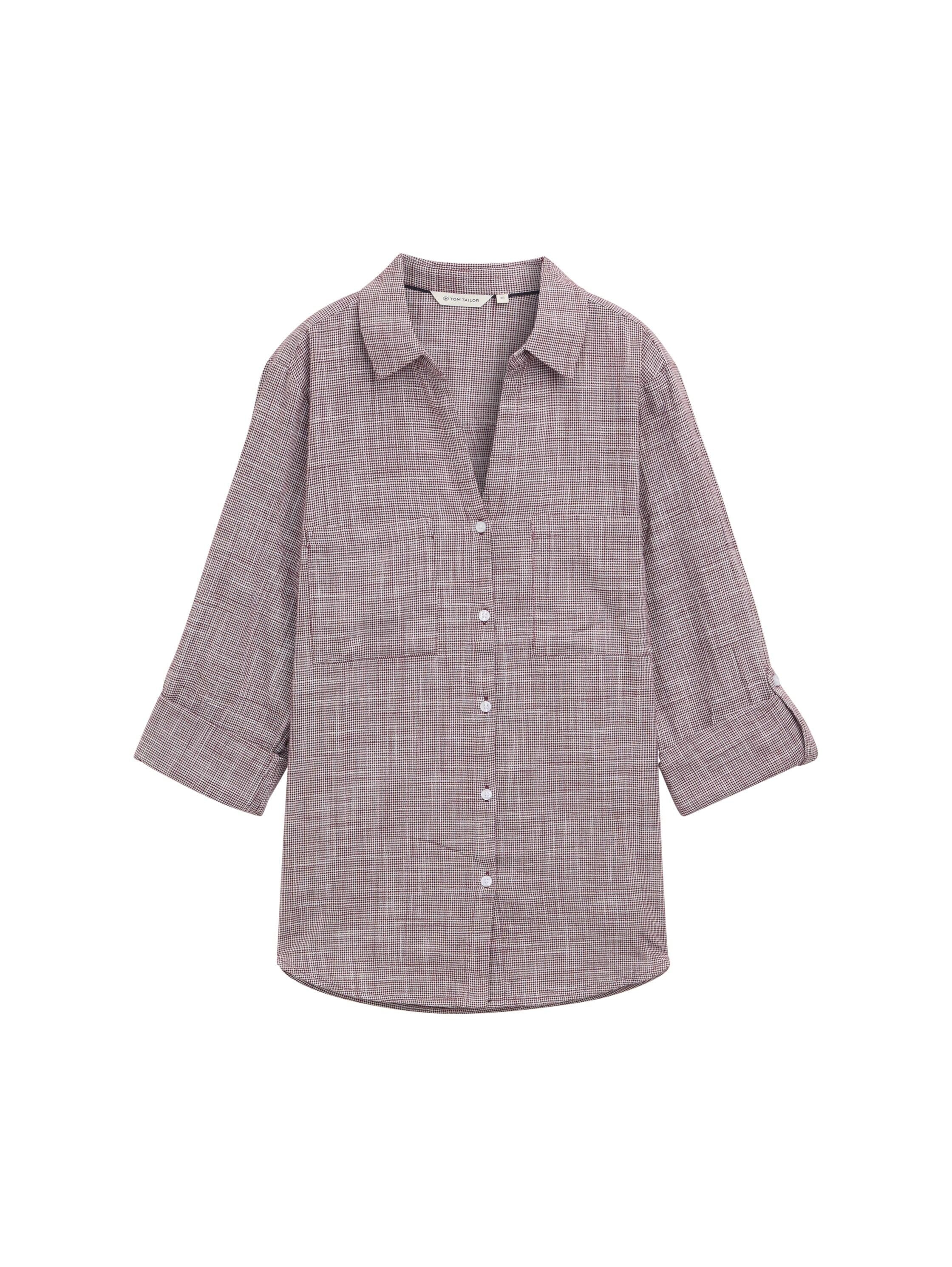 Hemdbluse aus Baumwolle - 16427-bordeaux red - Rot