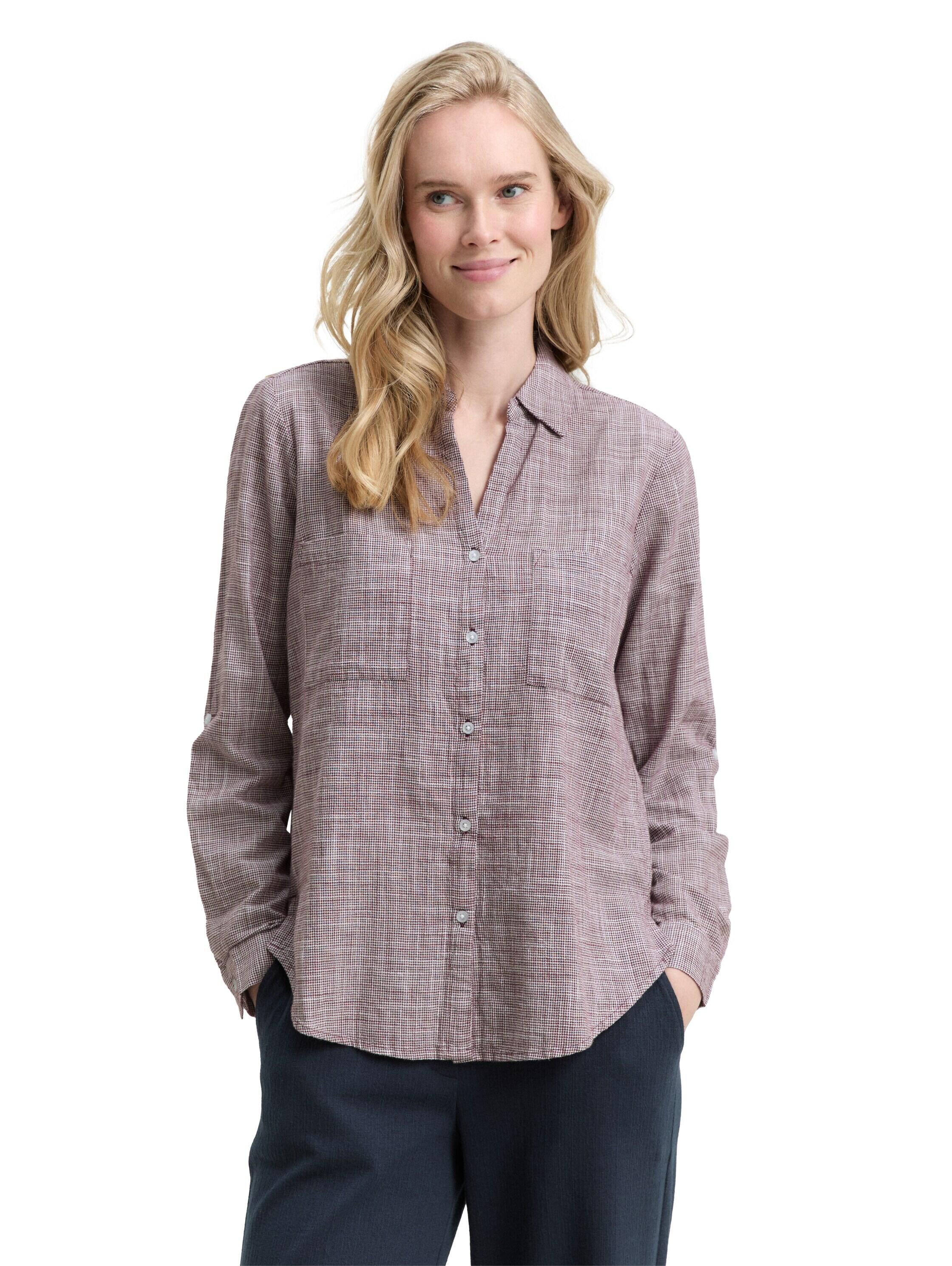 Hemdbluse aus Baumwolle - 16427-bordeaux red - Rot