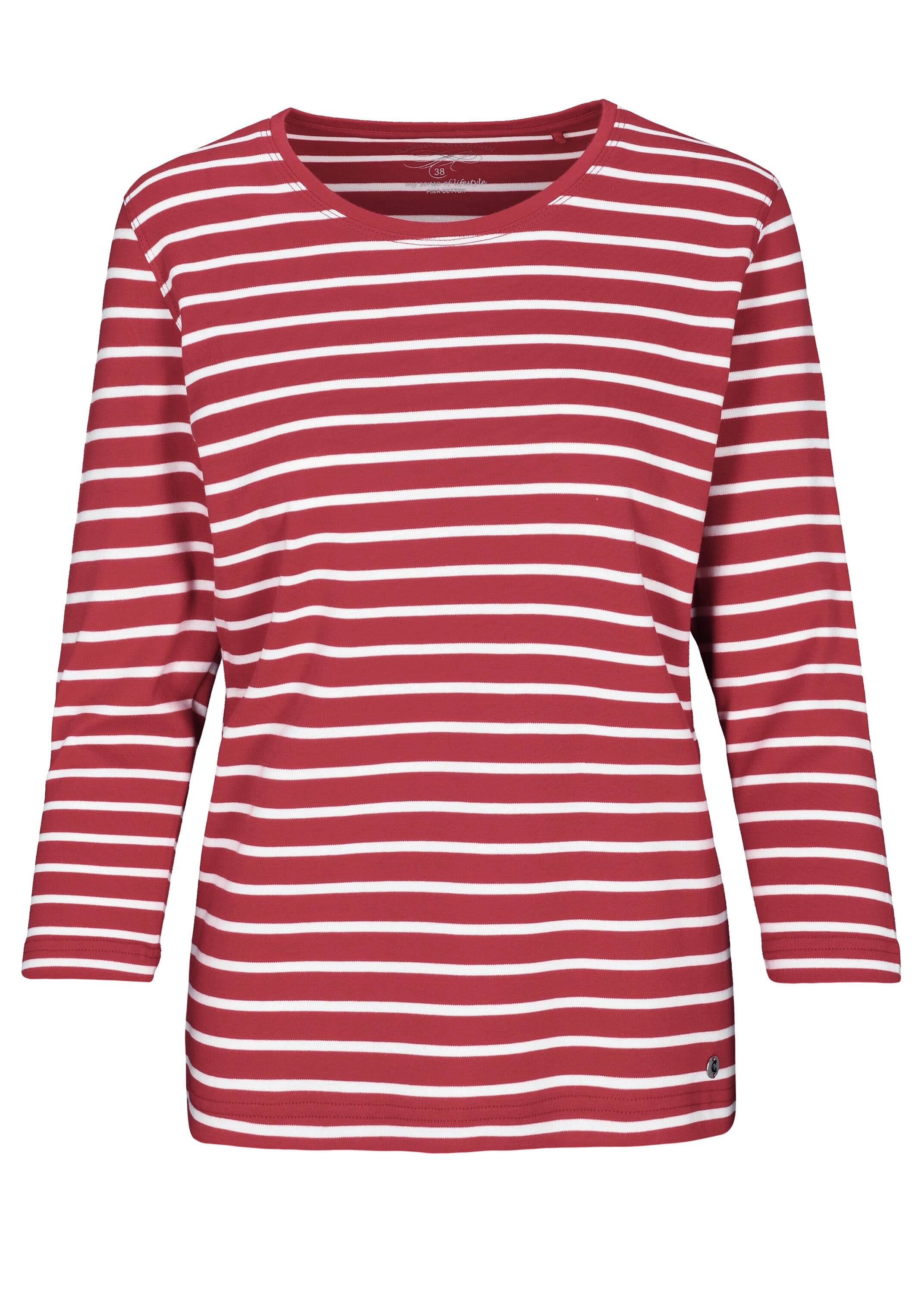 Langarmshirt aus Baumwolle - 445 445 BURGUNDY-OFFWHIT - Rot