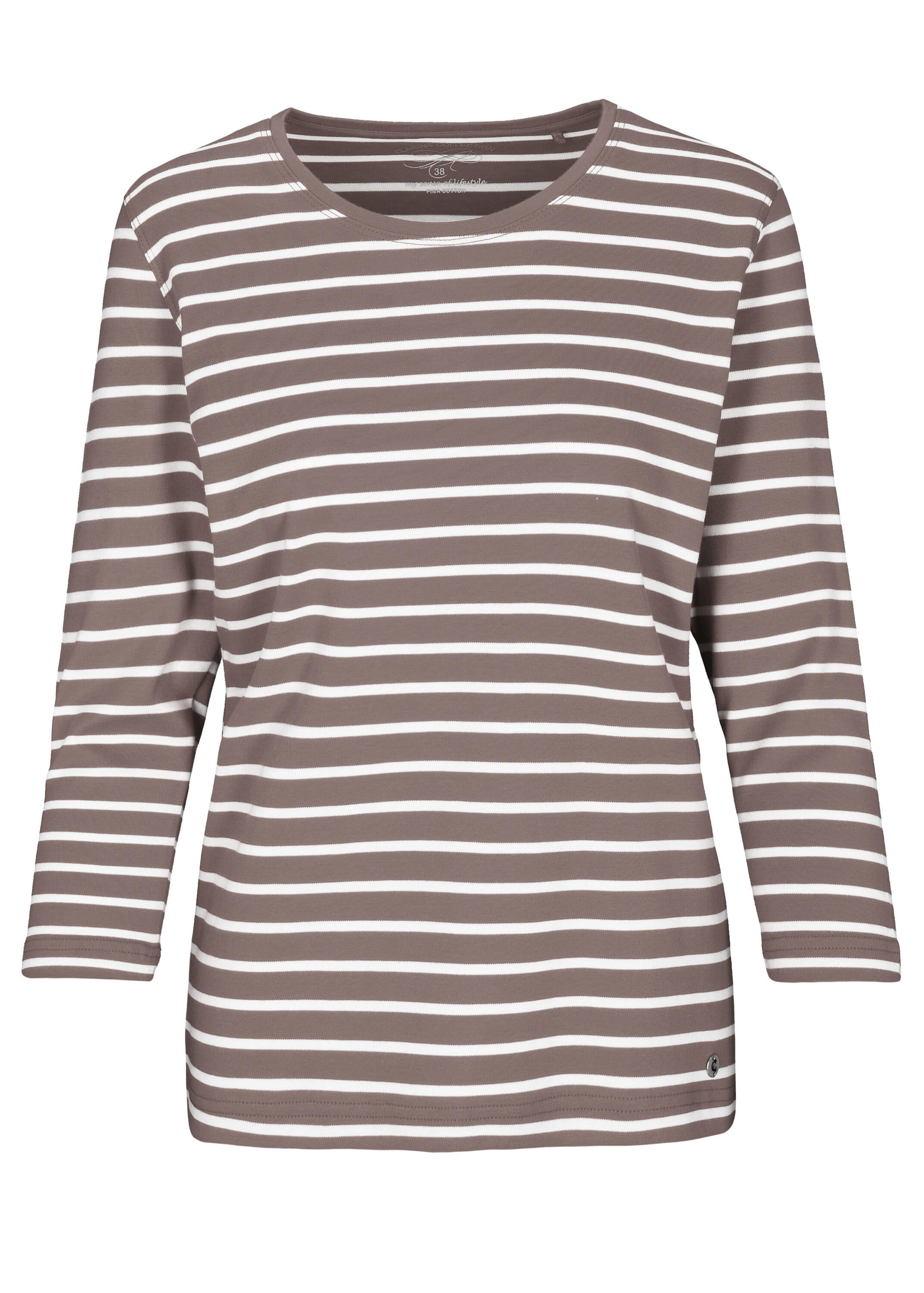 Langarmshirt aus Baumwolle - 743 743 MOKKA-OFFWHITE - Braun