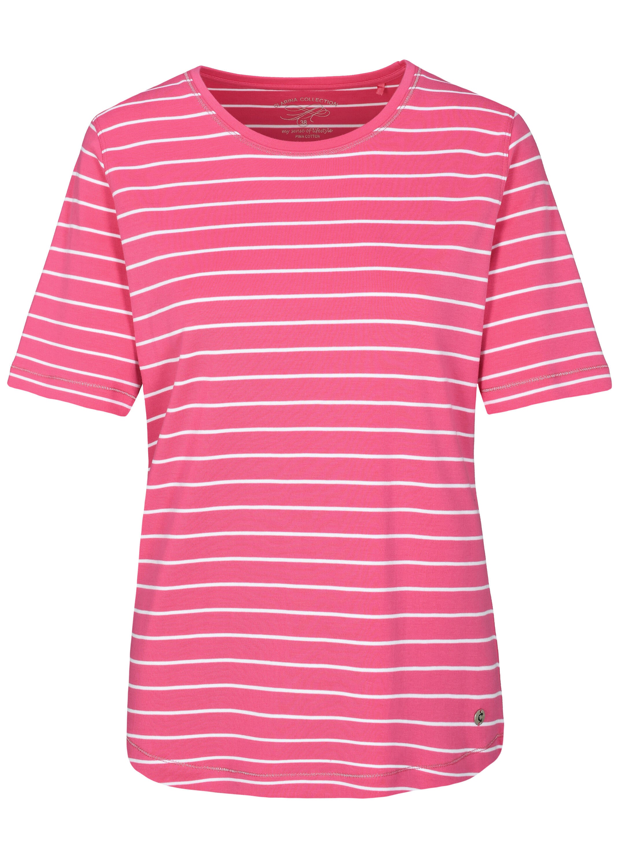 T-Shirt aus Baumwolle - 415 PINK-WEISS - Pink