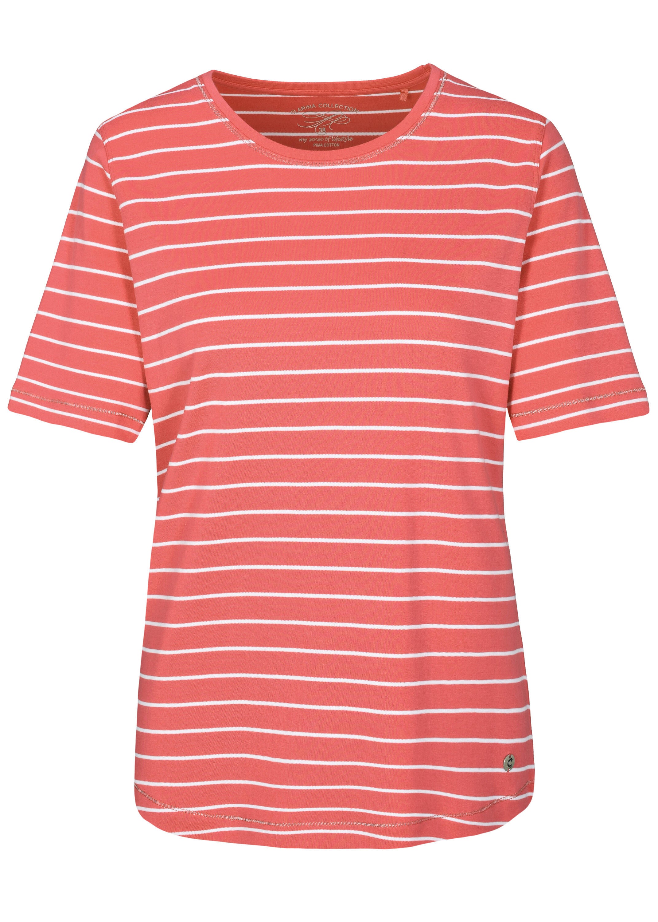 T-Shirt aus Baumwolle - 446 KORALLE-WEISS - Rosa