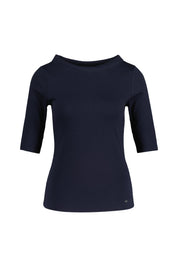 T-Sihrt aus feinem Rippstrick - 394 - Blau