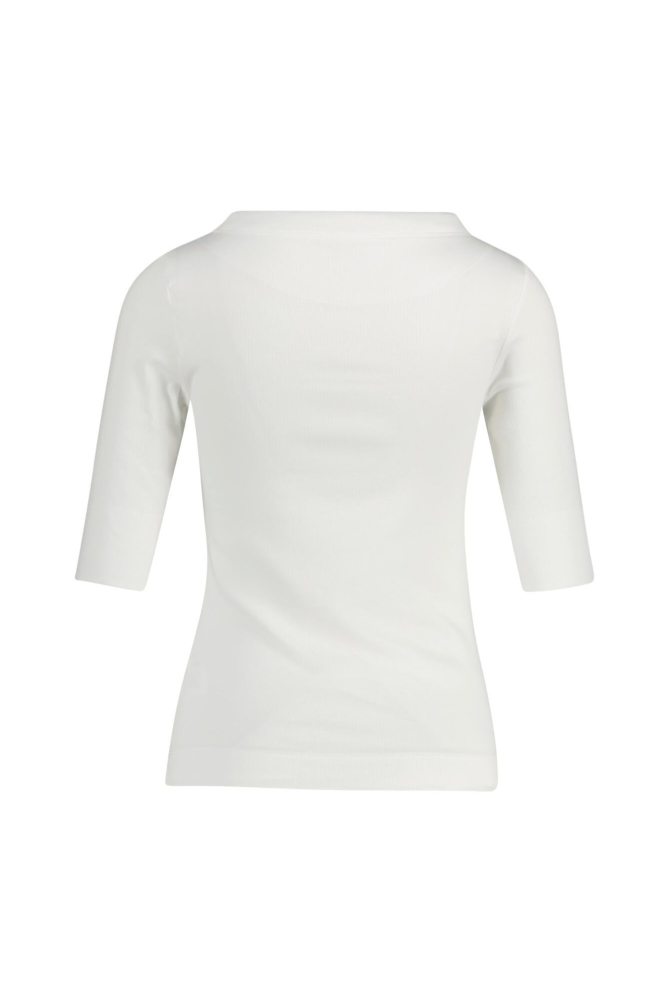 T-Sihrt aus feinem Rippstrick - 110 - Weiß