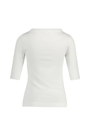 T-Sihrt aus feinem Rippstrick - 110 - Weiß