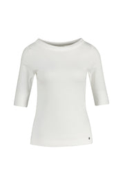 T-Sihrt aus feinem Rippstrick - 110 - Weiß