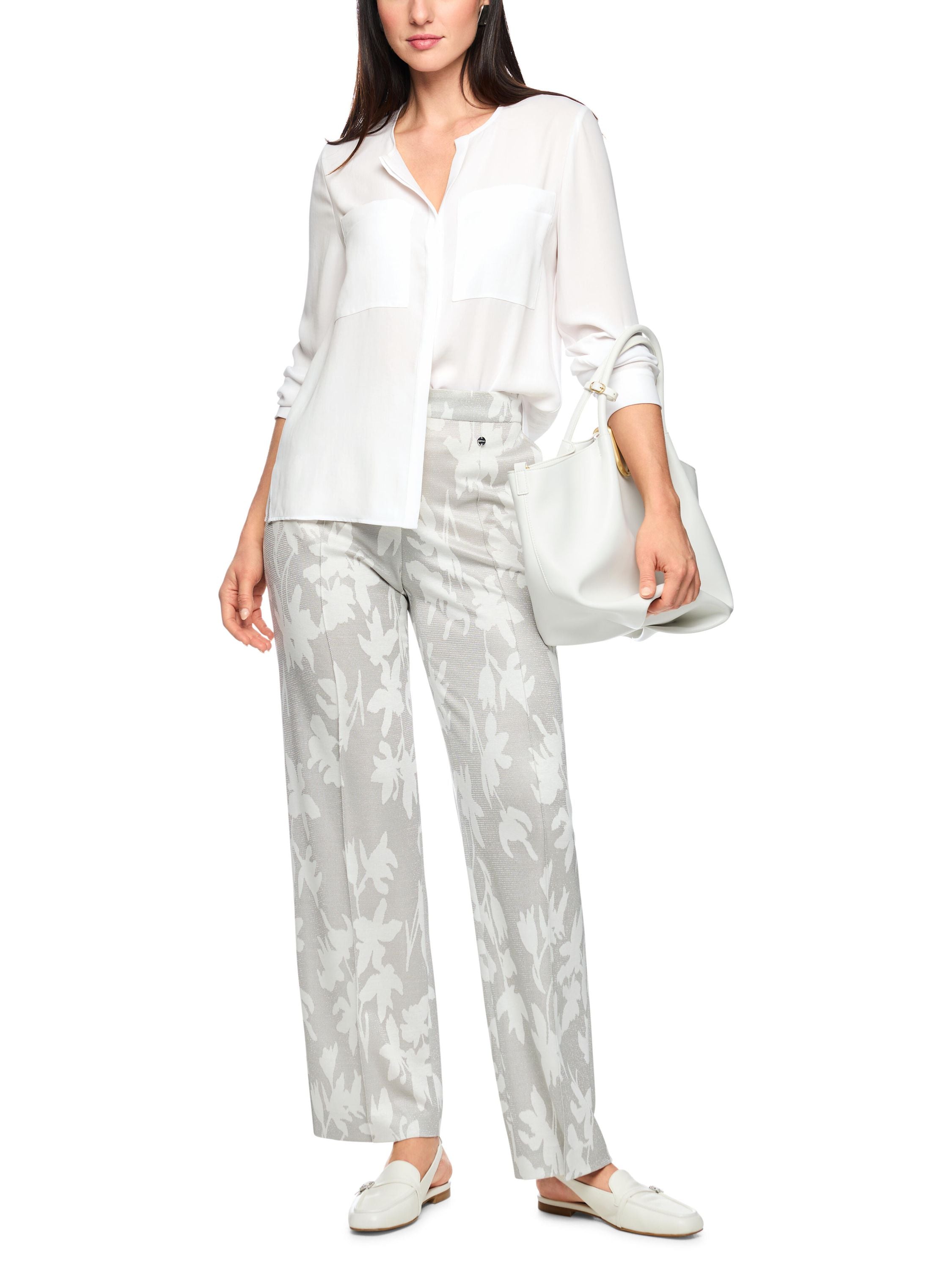 Schlupfbluse mit V-Ausschnitt - 100 - Weiß