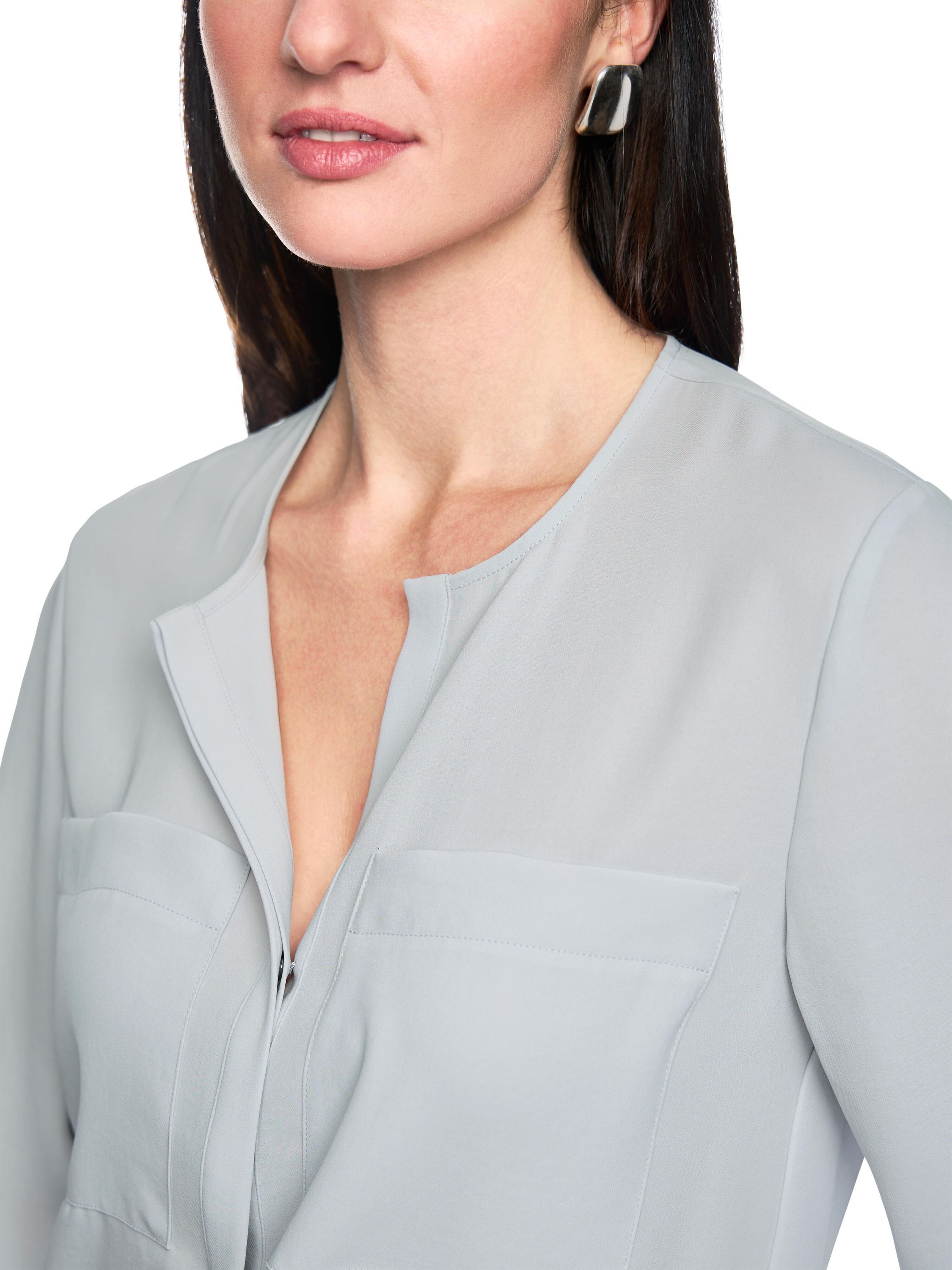 Schlupfbluse mit V-Ausschnitt - 804 - Grau