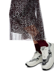 Plisseerock mit Leo Print - 293 - Violett