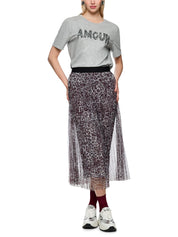 Plisseerock mit Leo Print - 293 - Violett