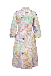 Hemdblusenkleid Midi mit Allover-Print - 255 - Rosa