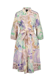 Hemdblusenkleid Midi mit Allover-Print - 255 - Rosa