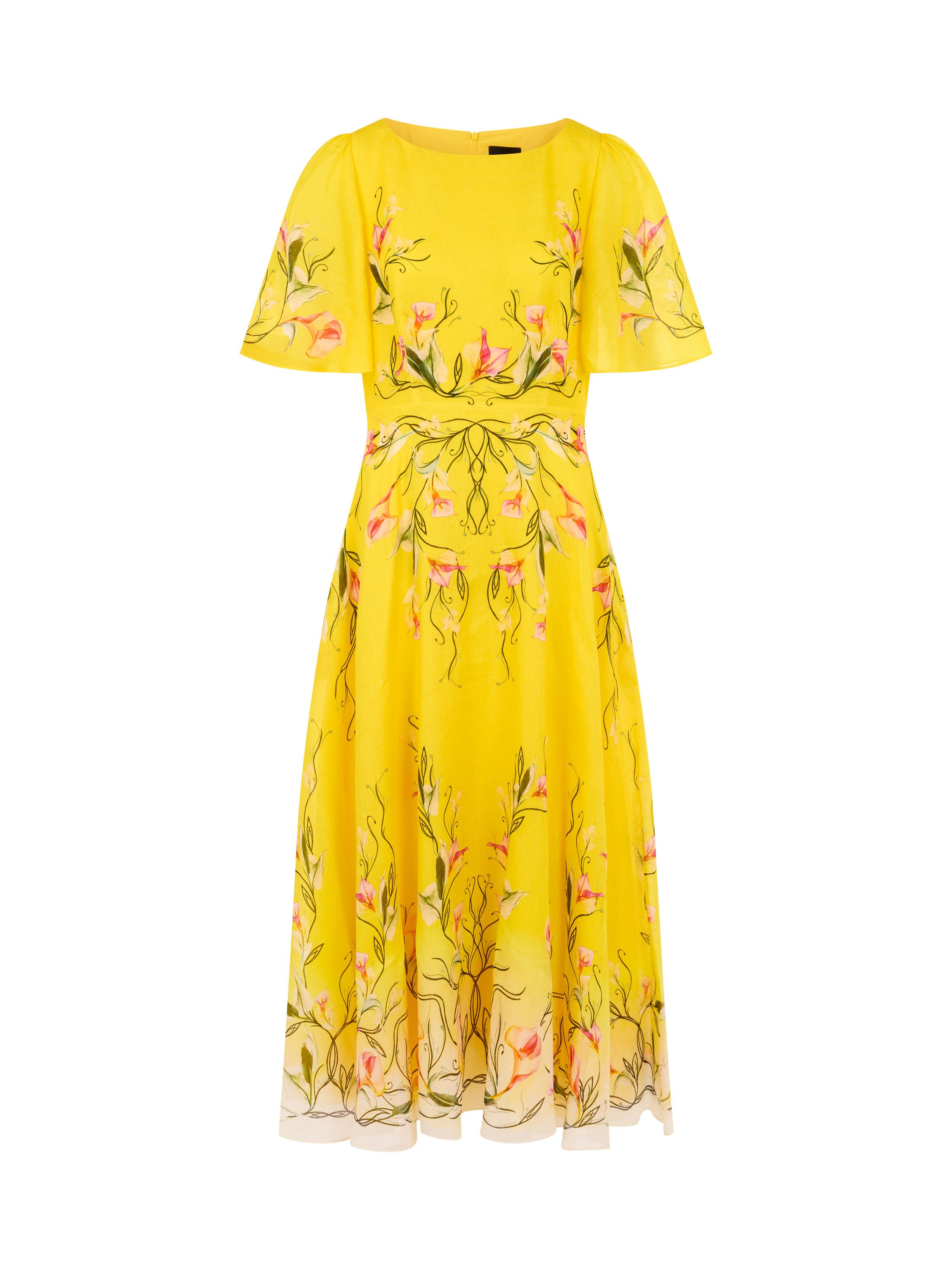 Sommerkleid Maxi aus Leinenmix - 434 - Gelb