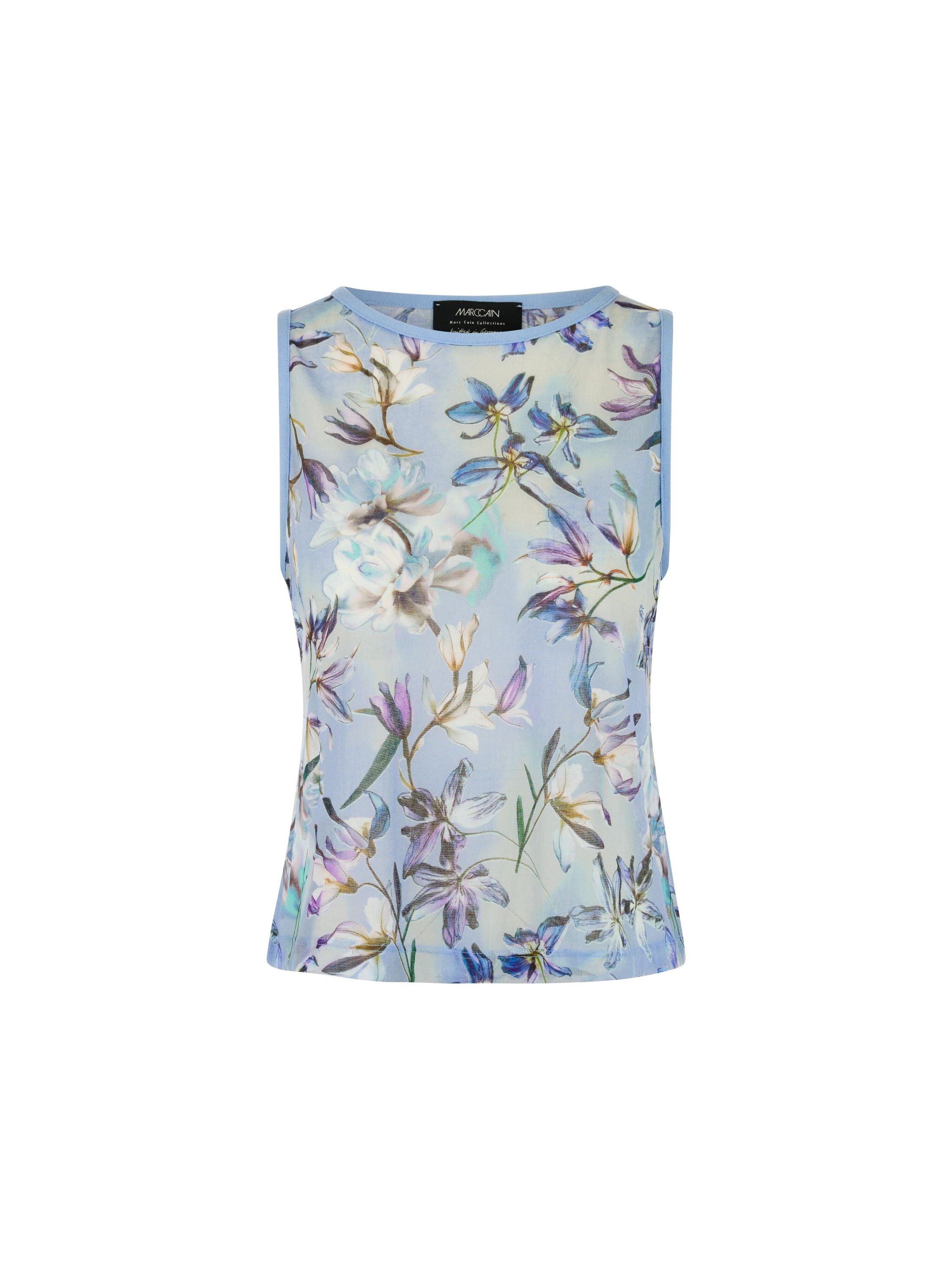 Top floral aus Baumwollmix - 319 - Blau