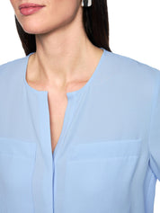 Schlupfbluse mit V-Ausschnitt - 319 - Blau