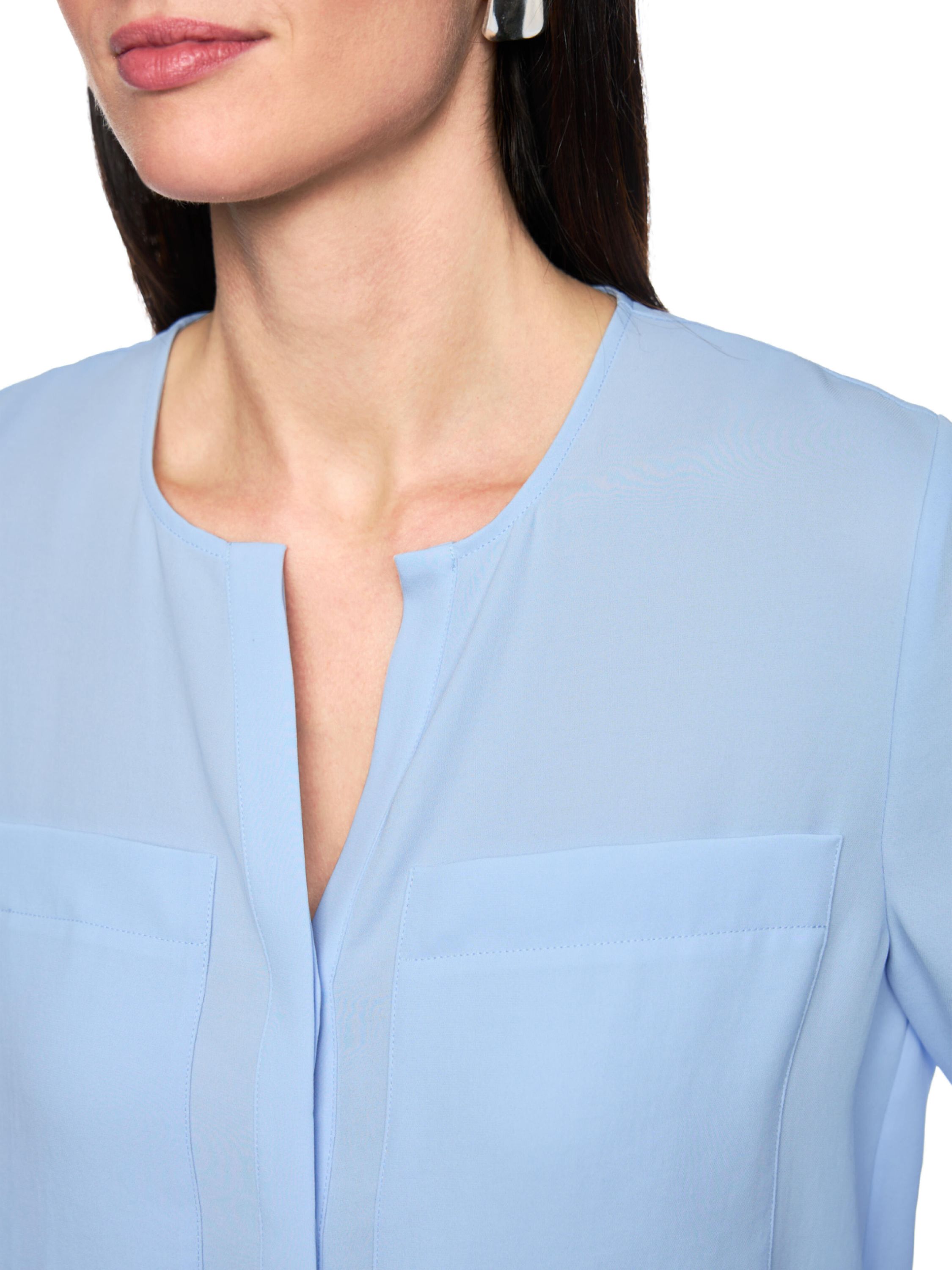 Schlupfbluse mit V-Ausschnitt - 319 - Blau