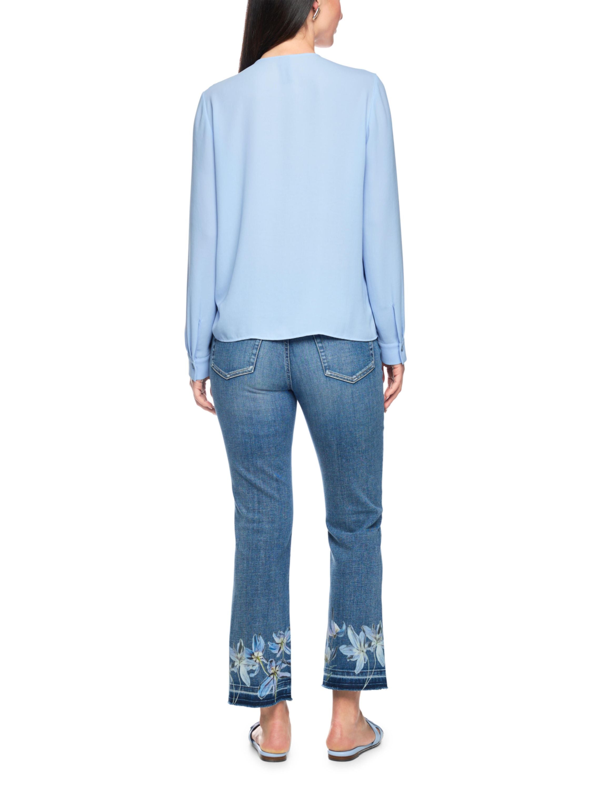 Schlupfbluse mit V-Ausschnitt - 319 - Blau