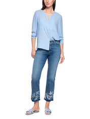 Schlupfbluse mit V-Ausschnitt - 319 - Blau