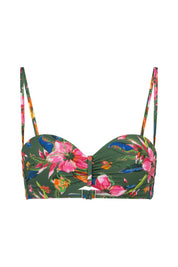 Bandeau-Bikini-Top floral - 7743-oliv print - Grün