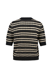 Strickpullover aus Baumwolle - 987-black patterned - Schwarz