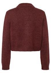 Strickcardigan mit aufliegendem Kragen - 0284 - Rot