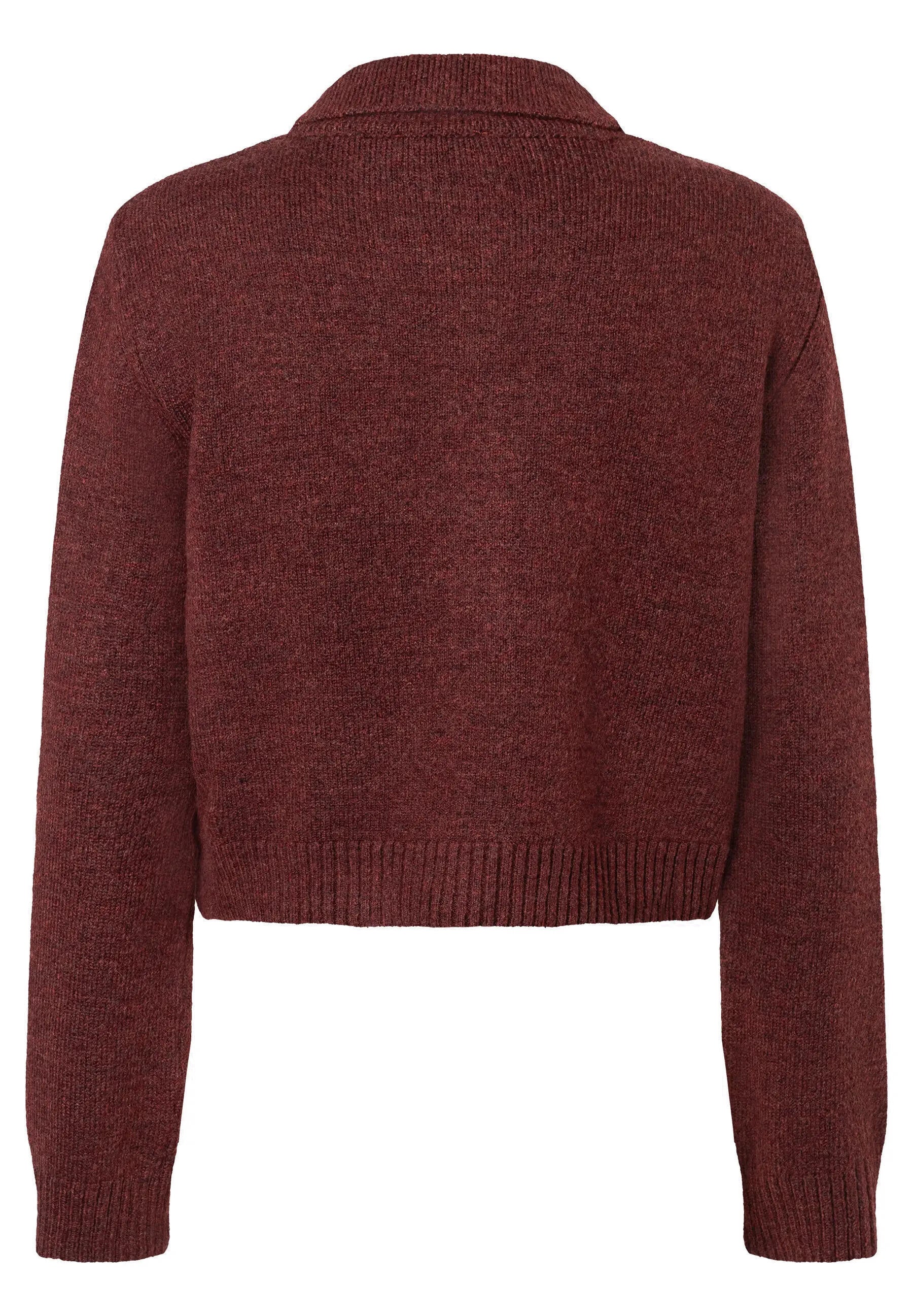 Strickcardigan mit aufliegendem Kragen - 0284 - Rot