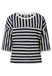 Strick-T-Shirt aus Baumwolle - 2041 - Blau