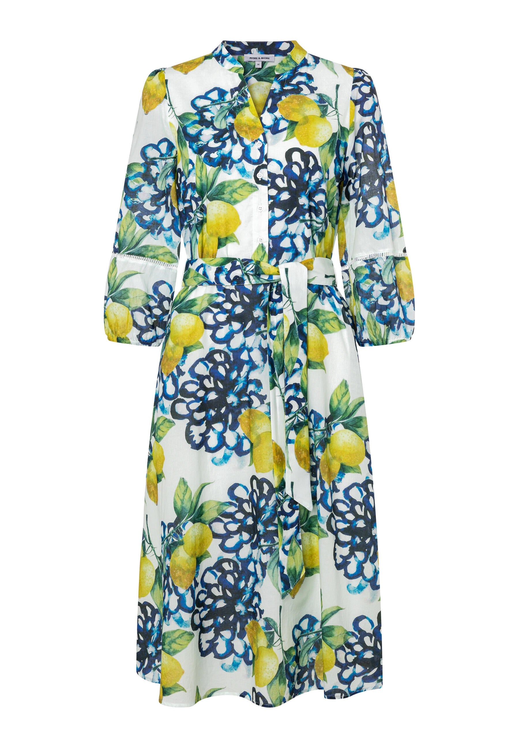 Hemdblusenkleid Midi aus Baumwolle - 5041 - Gelb