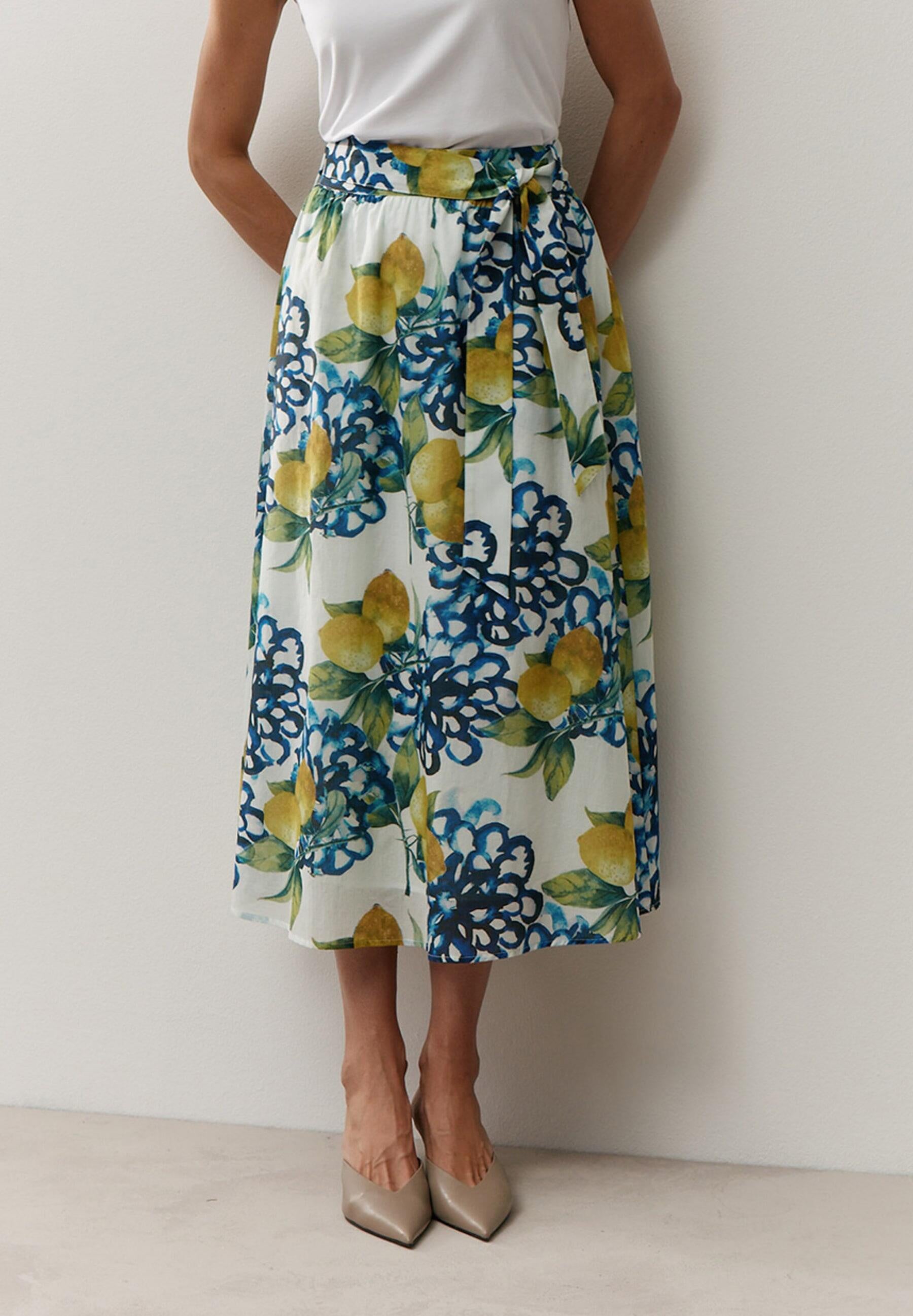 A-Linie-Rock Midi aus Baumwolle - 5041 - Gelb