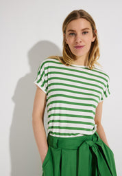 T-Shirt gestreift aus Viskose - 2640 - Grün