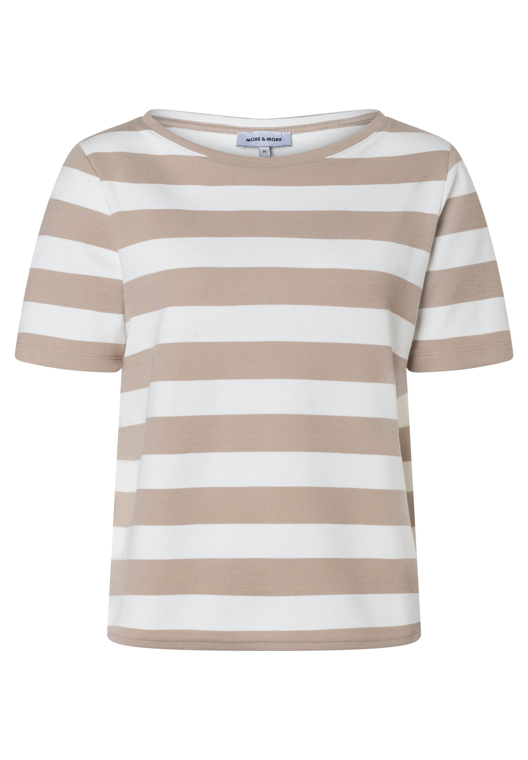 T-Shirt gestreift aus Viskosemix - 2214 - Beige