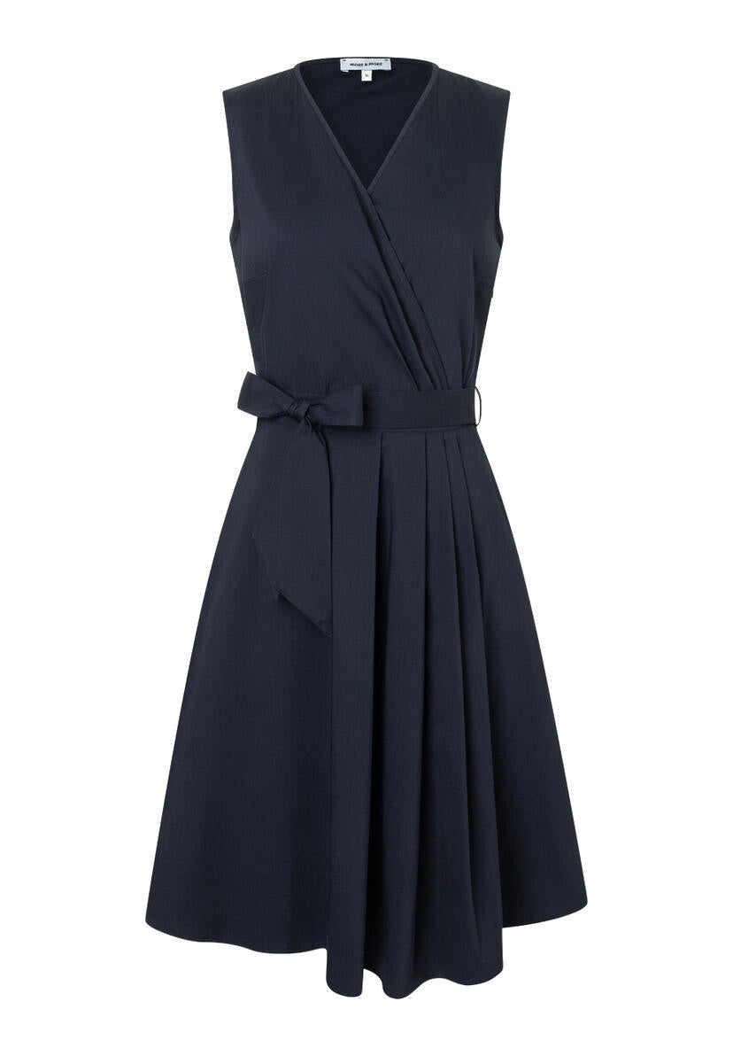 Blusenkleid Midi mit Wickeloptik - 0375 - Blau