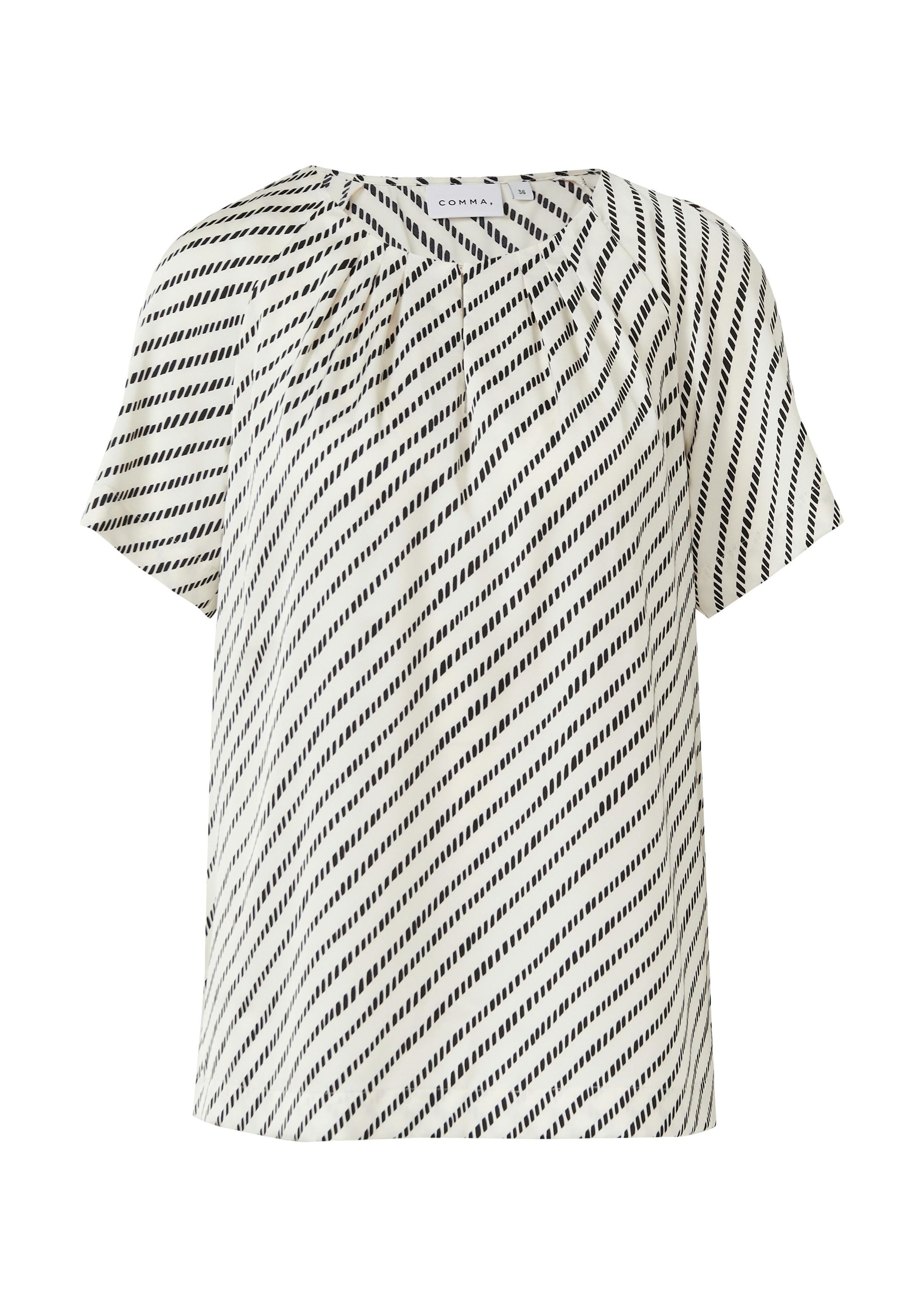 Schlupfbluse gemustert - 04A1-WHITE - Weiß