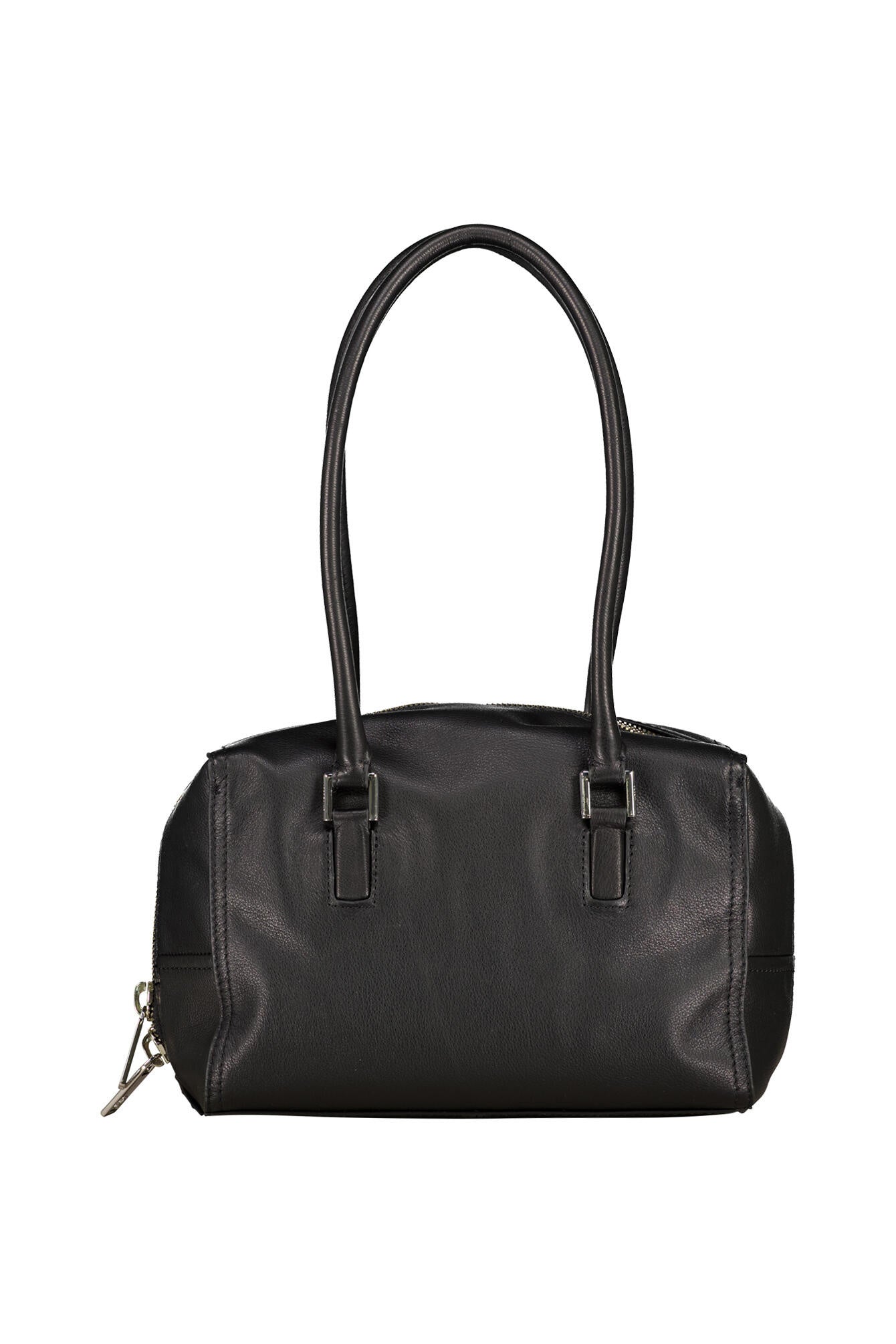 Handtasche aus Leder - 9999-GREY/BLACK - Schwarz