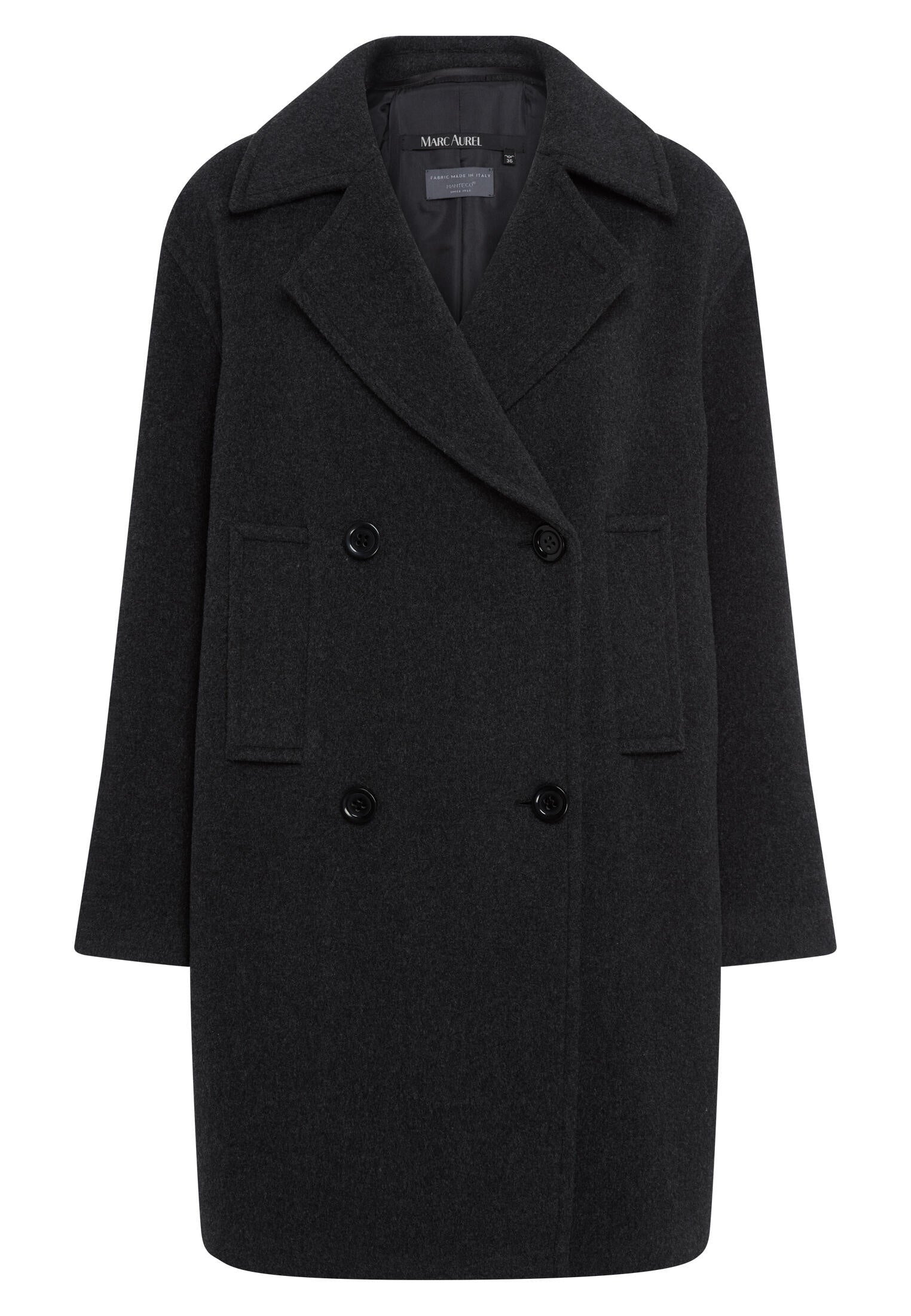 Mantel aus Wollmix - 63200-dark grey melange - Grau
