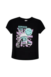 T-Shirt aus Baumwolle - 9999-GREY/BLACK - Schwarz