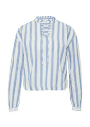 Schlupfbluse aus Baumwolle - 55G1-BLUE - Blau | Weiß