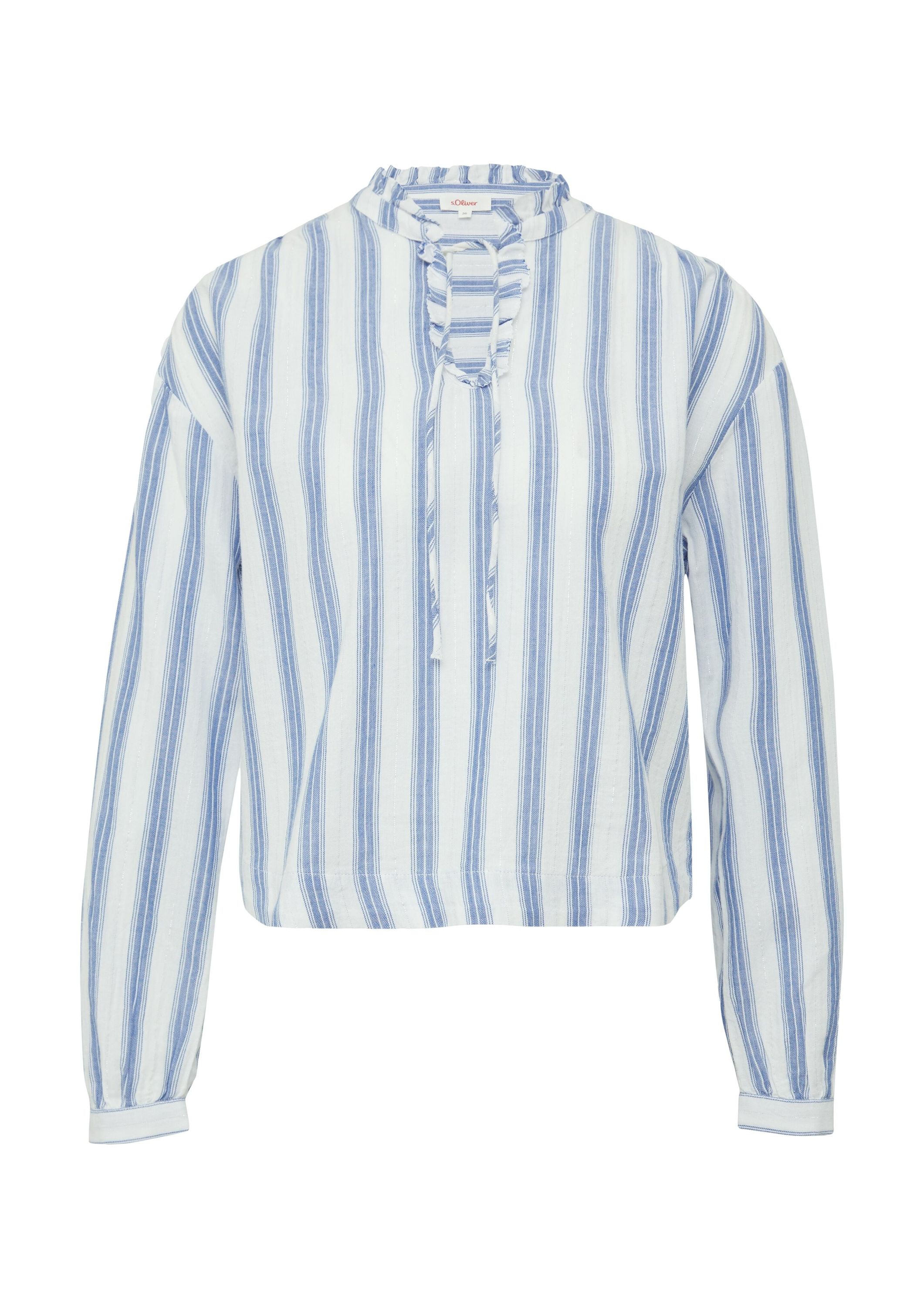 Schlupfbluse aus Baumwolle - 55G1-BLUE - Blau | Weiß