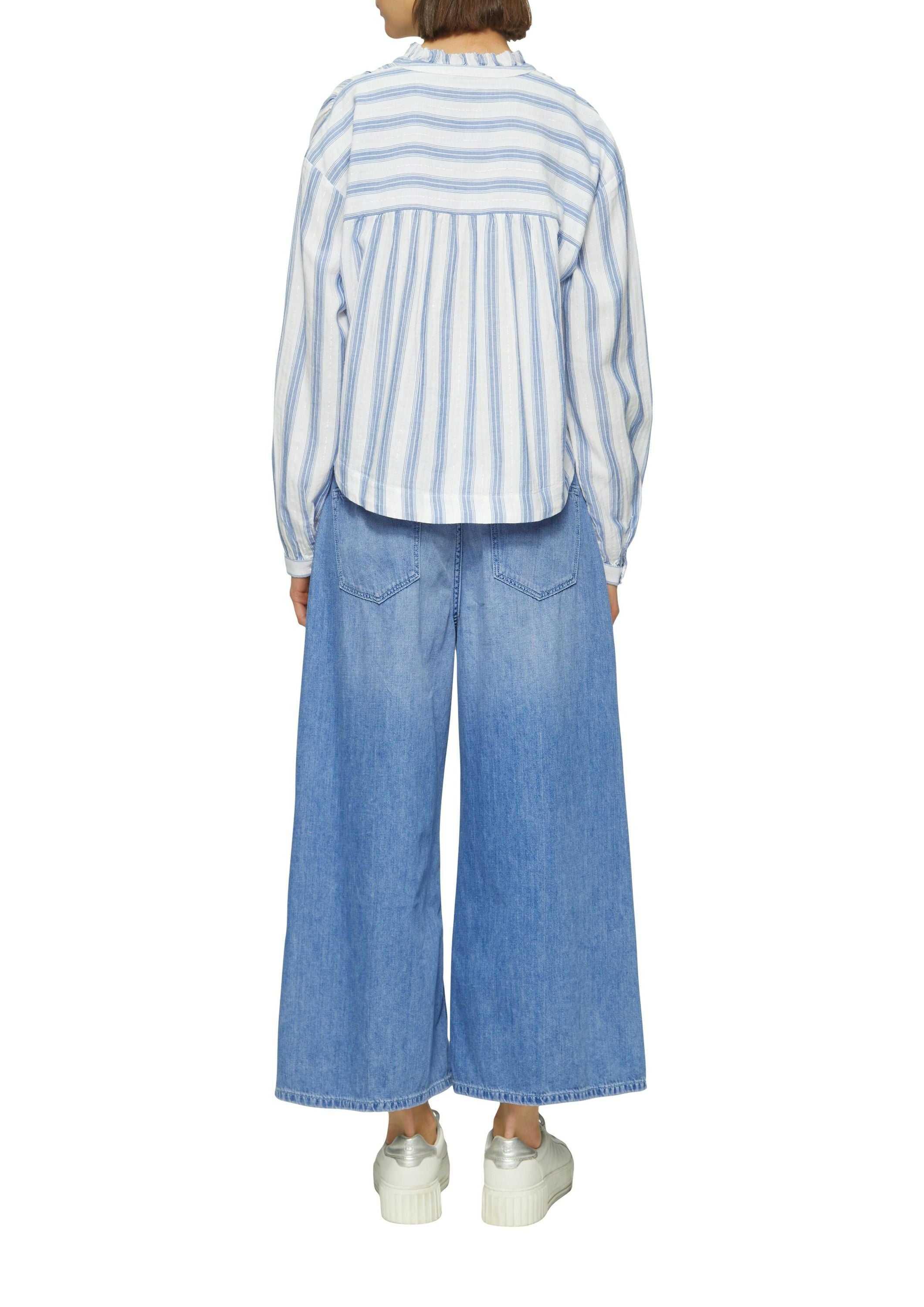 Schlupfbluse aus Baumwolle - 55G1-BLUE - Blau | Weiß