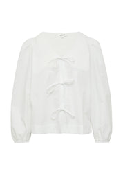 Bluse aus Baumwolle - 0100-WHITE - Weiß