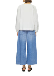 Bluse aus Baumwolle - 0100-WHITE - Weiß