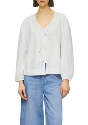 Bluse aus Baumwolle - 0100-WHITE - Weiß