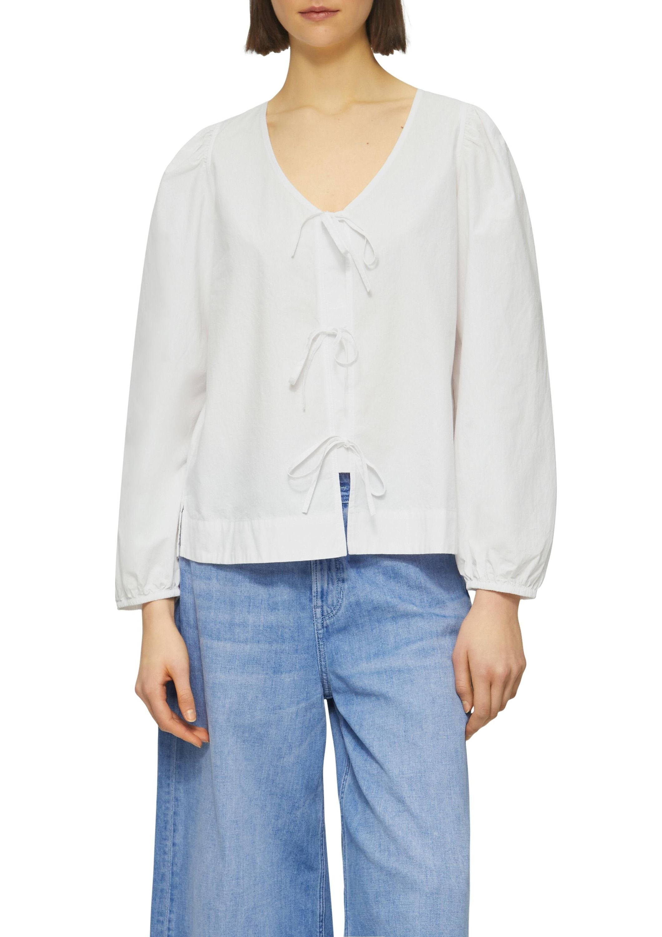 Bluse aus Baumwolle - 0100-WHITE - Weiß