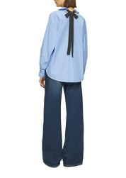 Hemdbluse aus Baumwolle - 55G9-BLUE - Blau