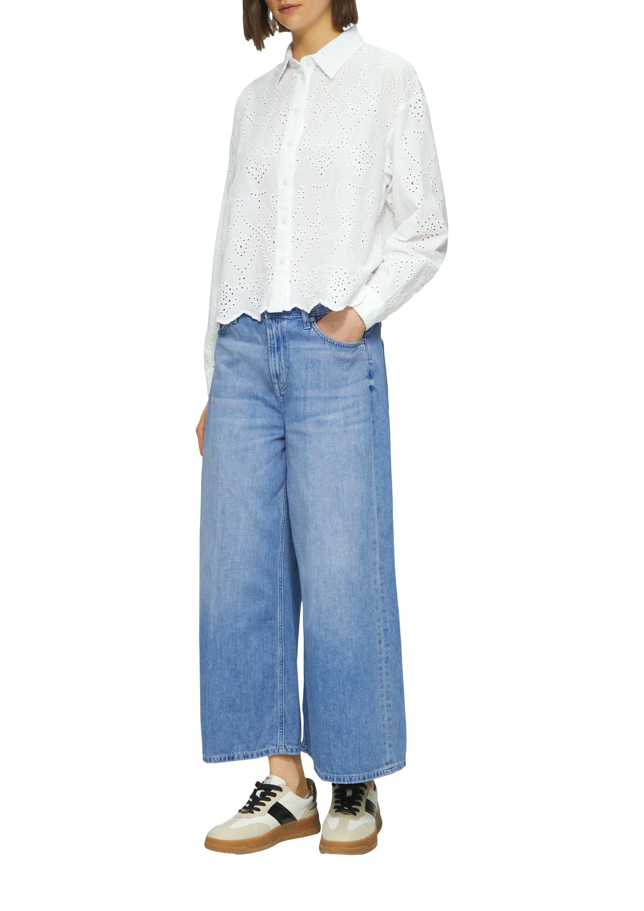 Bluse aus Baumwolle - 0100-WHITE - Weiß