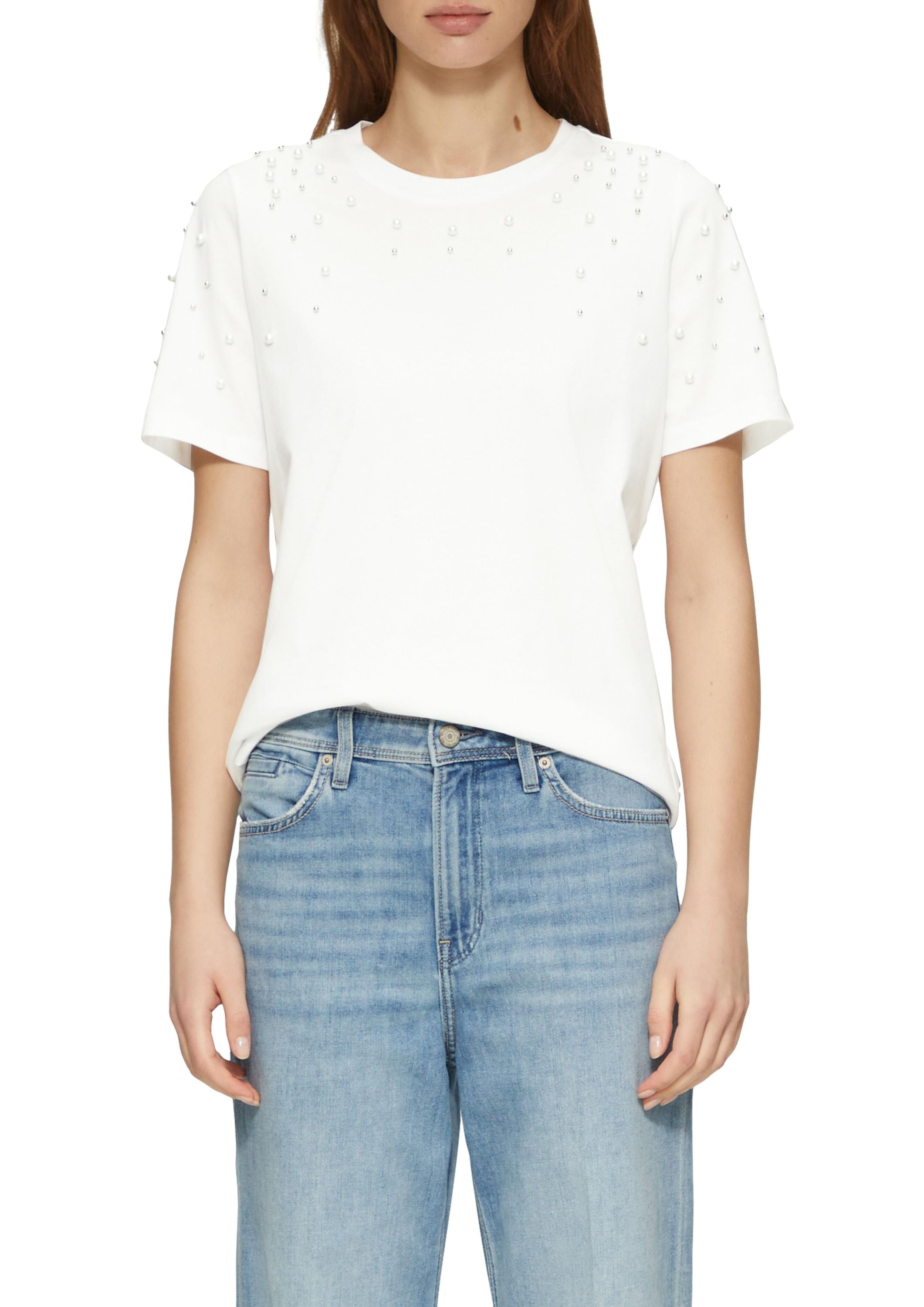 T-Shirt aus Baumwolle - 0100-WHITE - Weiß