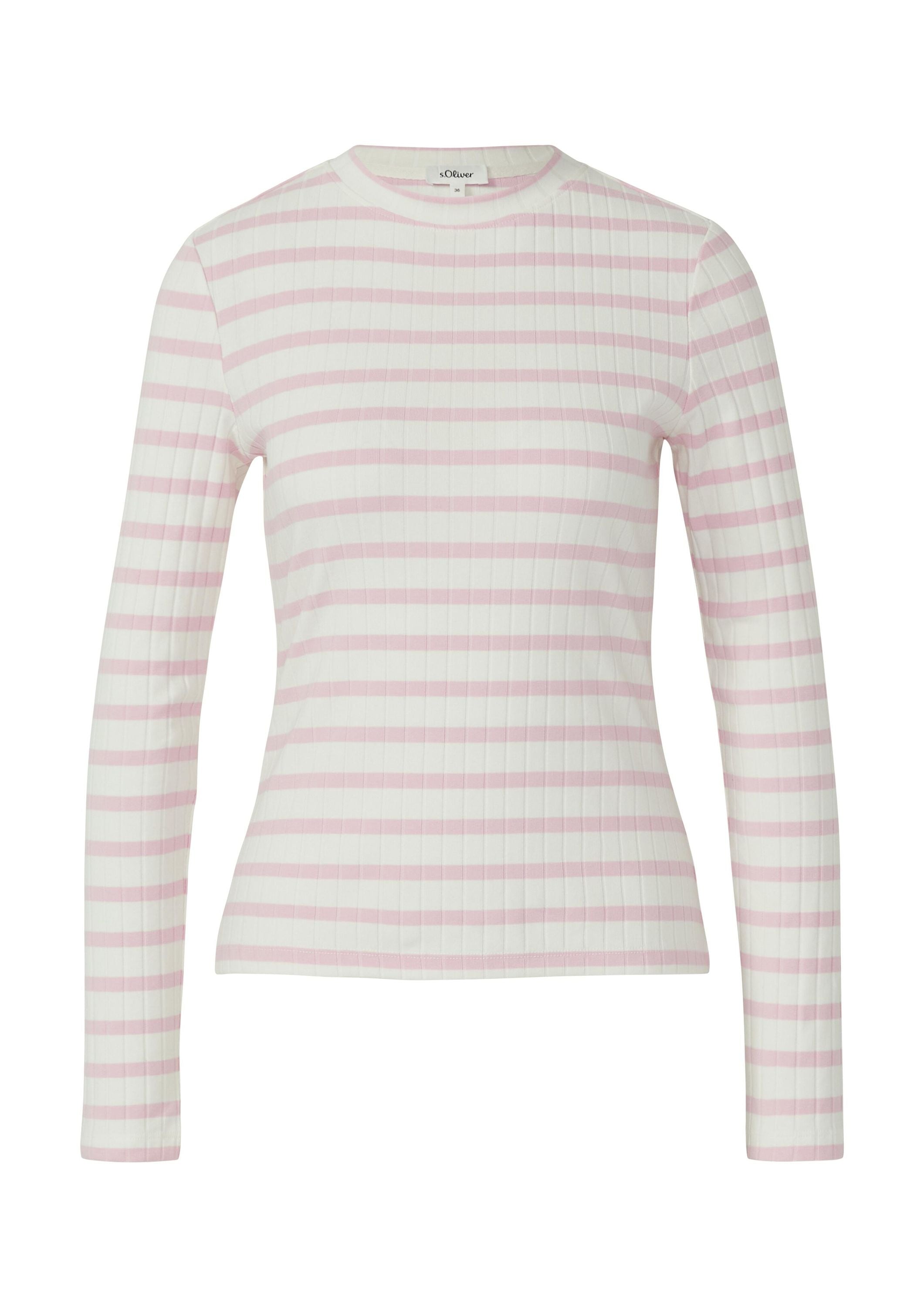 Langarmshirt gestreift in Slim Fit - 41G9-LILAC/PINK - Pink